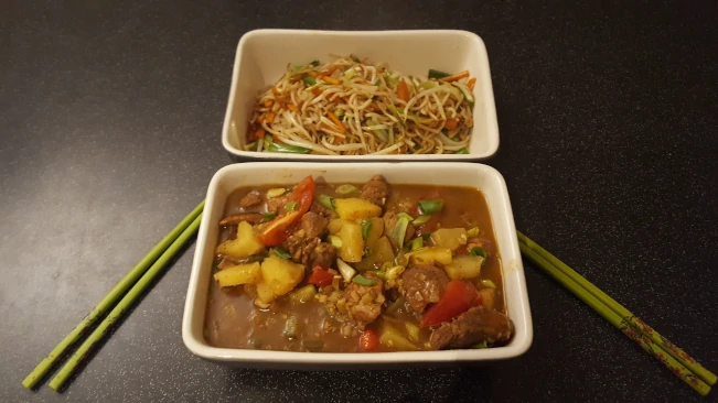 sweet and sour pork sweet and sour pork noodles