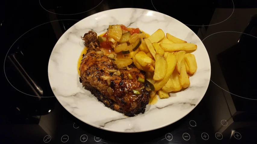 sweet and sour chicken sauce ready to serve dinner plated