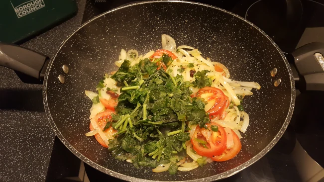 coriander added for tarka dhal coriander added