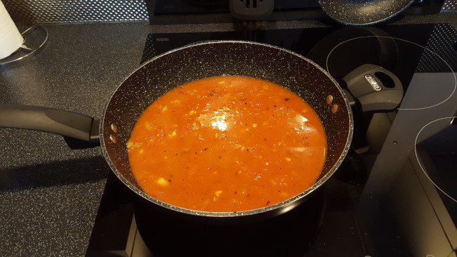 stock added to pan